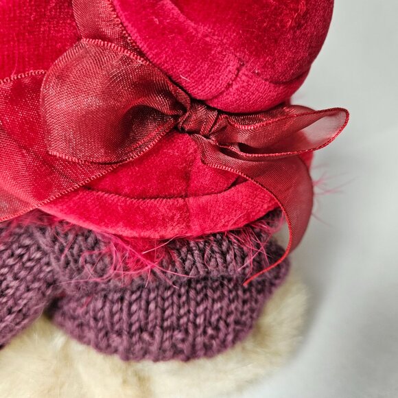 The‎ Bearington Collection "Duchess of Plume" Jointed Teddy Bear Red Hat Society - Picture 5 of 9